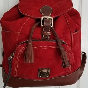 Red suede backpack